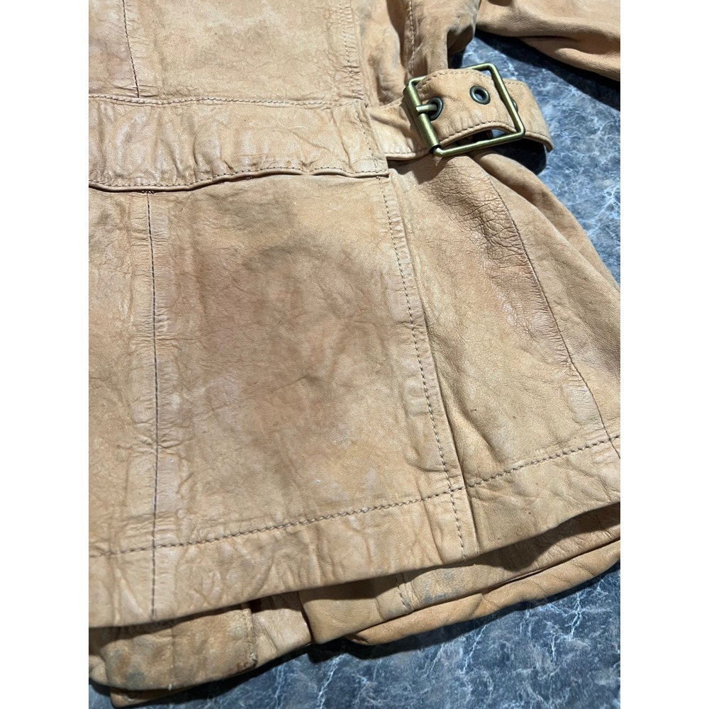 Vintage Banana Republic Genuine Leather Tan Bomber Moto Jacket 2007 Safari Camel - Picture 10 of 14